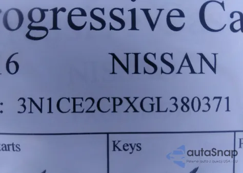 2016 Nissan Versa Note z USA, uszkodzony, nr VIN 3N1CE2CPXGL380371